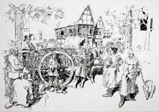 Click to see it big Kindergeschichtsbuch, 14. Jhd., Tusche